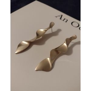 Golden Sculptural Jewelry Earrings